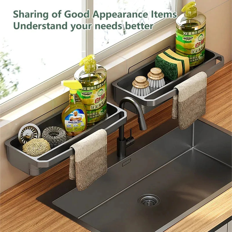 Kitchen Sink Organizer Drain Rack | Self‑Draining Sponge & Soap Holder
