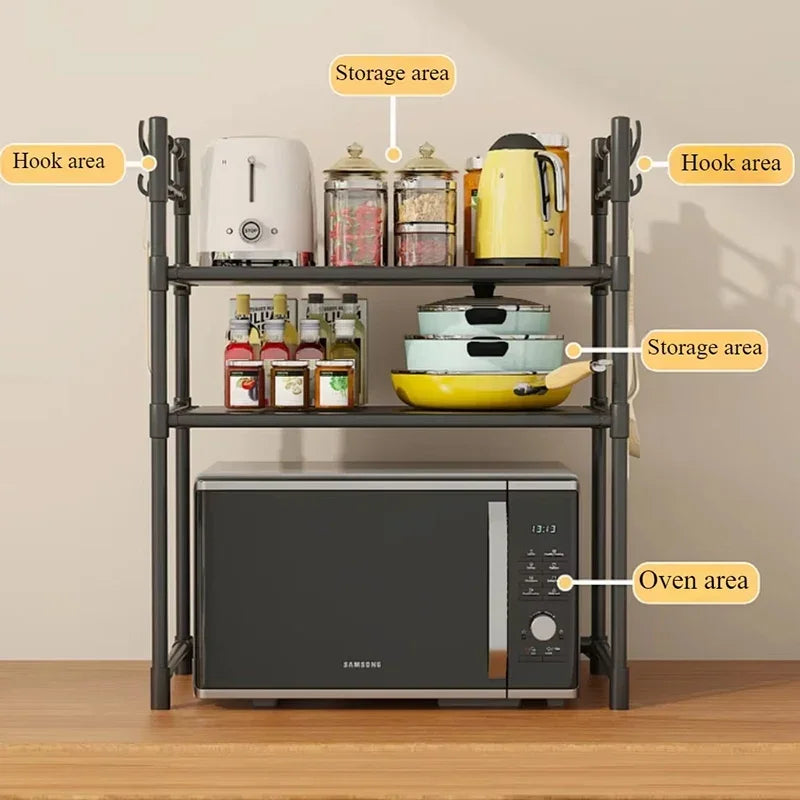 Multi‑Layer Kitchen Storage Rack | Microwave & Countertop Organizer