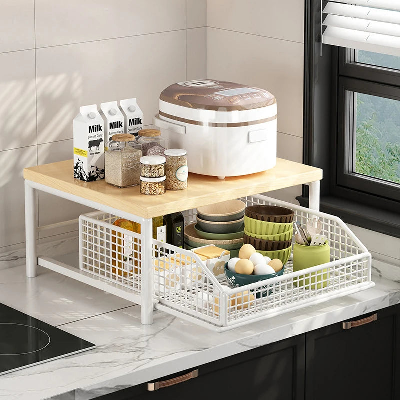 Multi‑Tier Kitchen Countertop Organizer | Microwave Rack & Storage Shelf