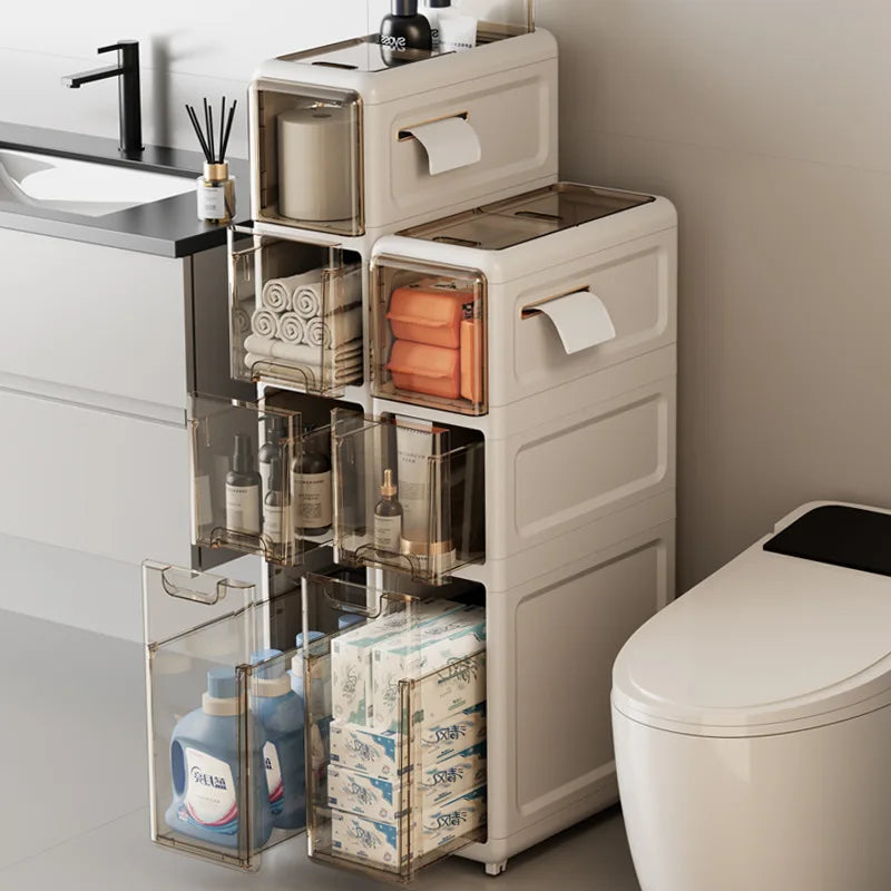 Slim Bathroom Storage Cabinet with Drawers (2-4 Layer Option)