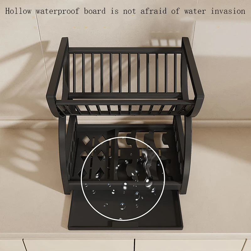 Kitchen Utensil Storage Rack | Double‑Layer Countertop Dish & Drain Rack