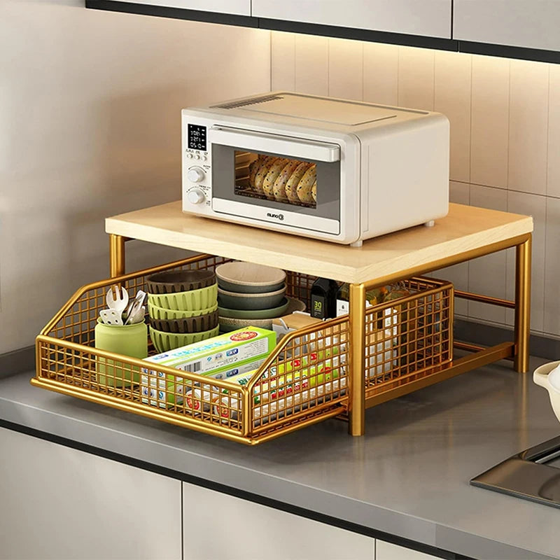 Multi‑Tier Kitchen Countertop Organizer | Microwave Rack & Storage Shelf