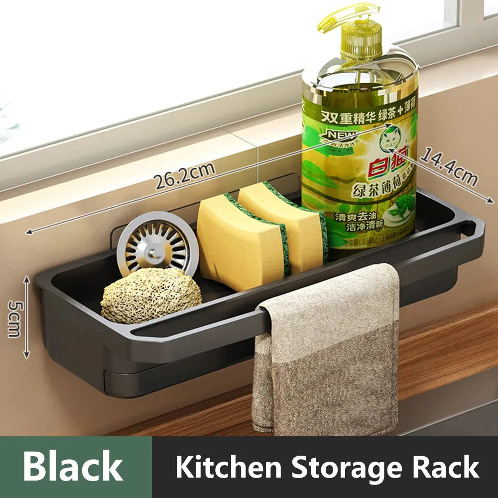 Kitchen Sink Organizer Drain Rack | Self‑Draining Sponge & Soap Holder