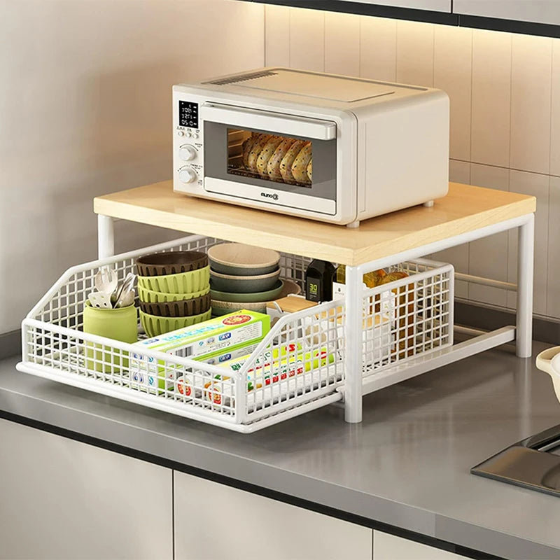 Multi‑Tier Kitchen Countertop Organizer | Microwave Rack & Storage Shelf